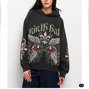 Ninth Hall Wichita Raglan Black Hoodie medium NWT